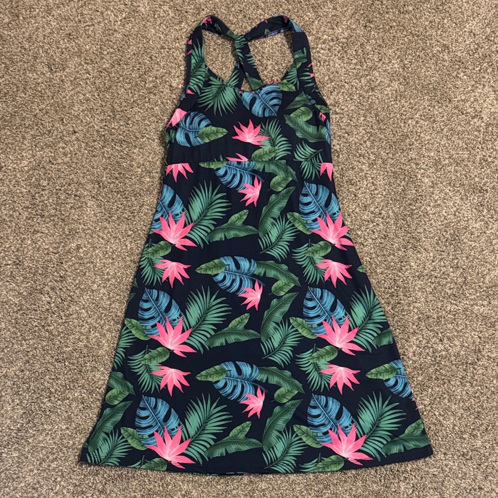 Kyodan Outdoor Tropical Leaf Print Dress With Built In Support